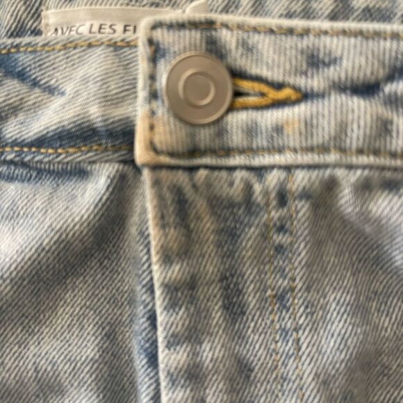 Avec Les Filles Women's Destructed Denim Shorts Sun Washed Blue Size 29 - Picture 7 of 7